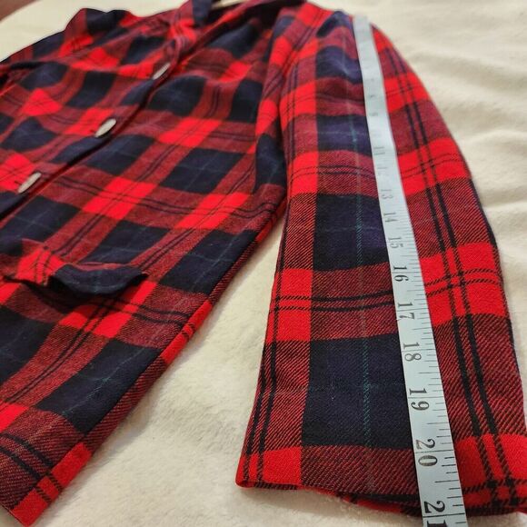 Pendleton Red & Black Plaid Button Down Blazer Women Size Medium Vintage Style - Picture 9 of 11